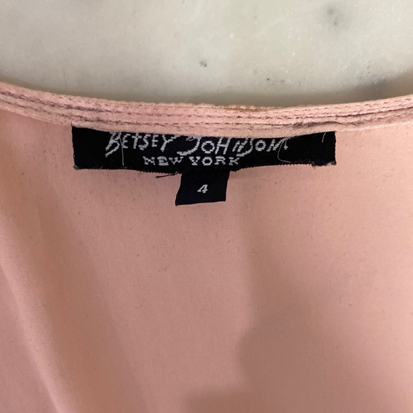 Vintage Y2k 🍑💗 Betsey Johnson Peach Pink Kimono Sleeve Silk Mini Dress, Size 4 - Picture 4 of 6
